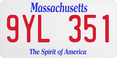 MA license plate 9YL351