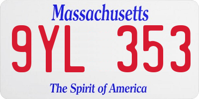 MA license plate 9YL353