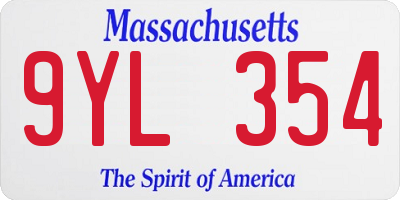 MA license plate 9YL354