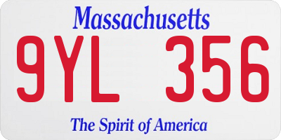 MA license plate 9YL356