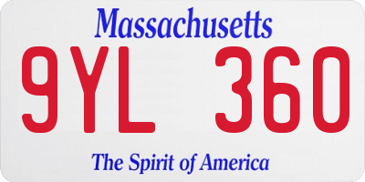 MA license plate 9YL360