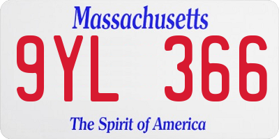 MA license plate 9YL366