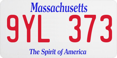 MA license plate 9YL373