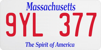 MA license plate 9YL377