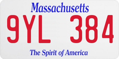 MA license plate 9YL384
