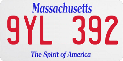 MA license plate 9YL392