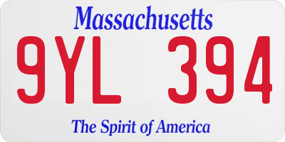 MA license plate 9YL394