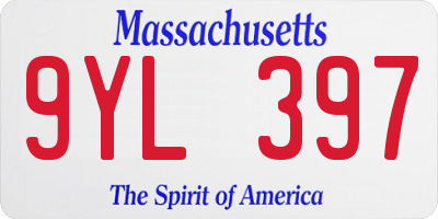 MA license plate 9YL397