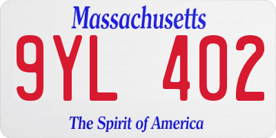 MA license plate 9YL402