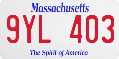 MA license plate 9YL403