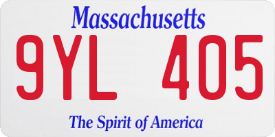 MA license plate 9YL405