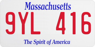 MA license plate 9YL416