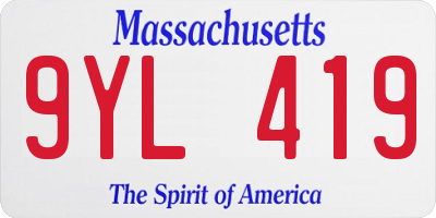 MA license plate 9YL419
