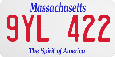 MA license plate 9YL422