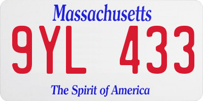MA license plate 9YL433