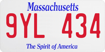 MA license plate 9YL434