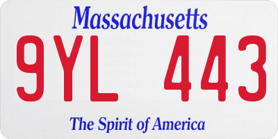 MA license plate 9YL443