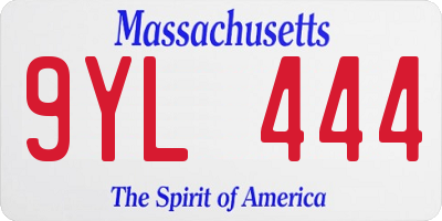 MA license plate 9YL444