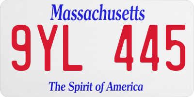 MA license plate 9YL445