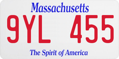 MA license plate 9YL455