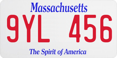 MA license plate 9YL456