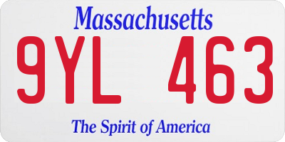 MA license plate 9YL463