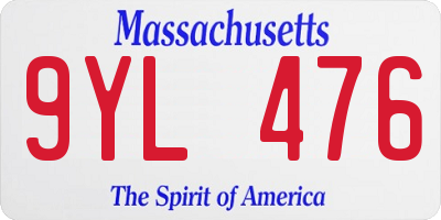 MA license plate 9YL476