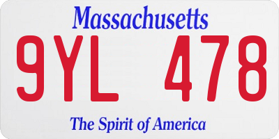 MA license plate 9YL478