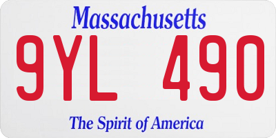 MA license plate 9YL490