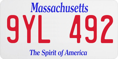 MA license plate 9YL492