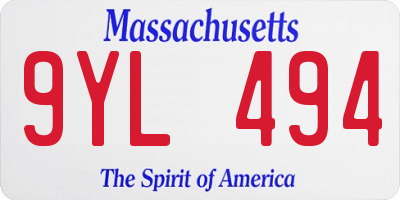 MA license plate 9YL494
