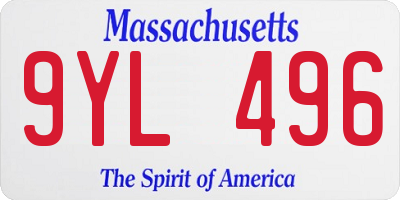 MA license plate 9YL496