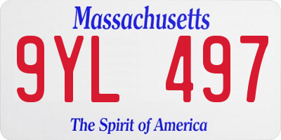 MA license plate 9YL497