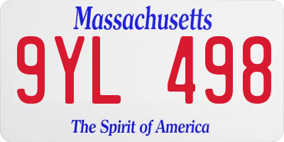MA license plate 9YL498
