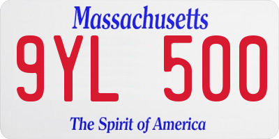 MA license plate 9YL500