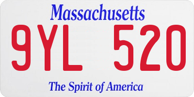 MA license plate 9YL520