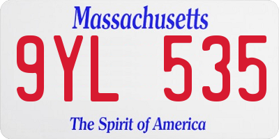 MA license plate 9YL535