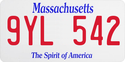 MA license plate 9YL542