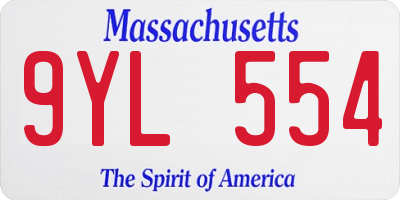 MA license plate 9YL554