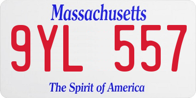 MA license plate 9YL557