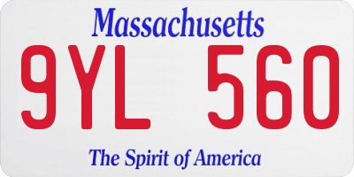 MA license plate 9YL560