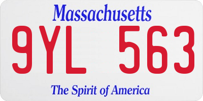 MA license plate 9YL563