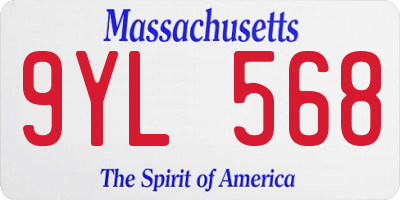 MA license plate 9YL568