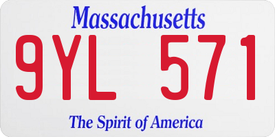 MA license plate 9YL571