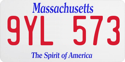 MA license plate 9YL573