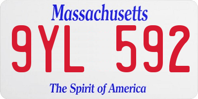 MA license plate 9YL592