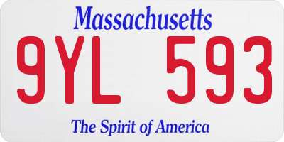 MA license plate 9YL593