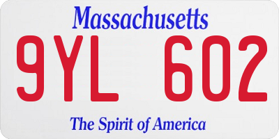 MA license plate 9YL602