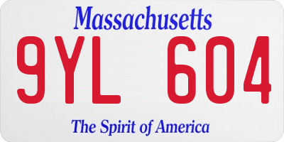 MA license plate 9YL604