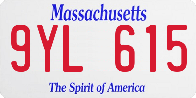 MA license plate 9YL615